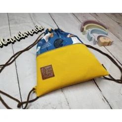 Kindergarten Turnbeutel Waldtiere petrol– Softshell, 3 Größen, personalisierbar