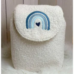 Kindergartenrucksack personalisiert – Boucle Kinderrucksack mit Regenbogenmotiv für Mädchen & Jungen – Kita Rucksack als Geschenk