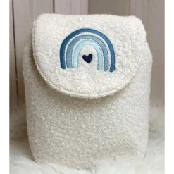 Kindergartenrucksack personalisiert – Boucle Kinderrucksack mit Regenbogenmotiv für Mädchen & Jungen – Kita Rucksack als Geschenk