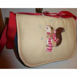 Kindergartentasche 'Eichhörnchen im Schnee', Jeanstasche für Kinder, Jeans-Upcycling, Unikat