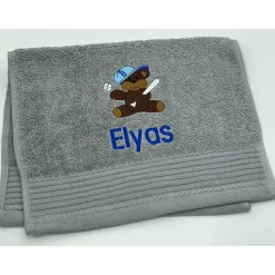 Kinderhandtuch ( 30 x 50 cm ) + Motiv Teddy (#Nr.47) + Name / Gästehandtuch