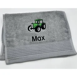 Kinderhandtuch ( 30 x 50 cm ) + Traktor / Trecker (#Nr.40) + Name / Gästehandtuch