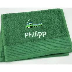 Kinderhandtuch ( 30 x 50 cm ) + Eisenbahn (#Nr.32) + Name / Gästehandtuch