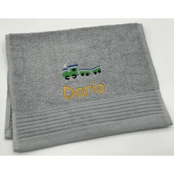 Kinderhandtuch ( 30 x 50 cm ) + Eisenbahn (#Nr.32) + Name / Gästehandtuch