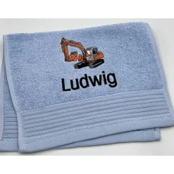 Kinderhandtuch ( 30 x 50 cm ) + Bagger (#Nr.60) + Name / Gästehandtuch