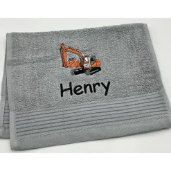 Kinderhandtuch ( 30 x 50 cm ) + Bagger (#Nr.60) + Name / Gästehandtuch