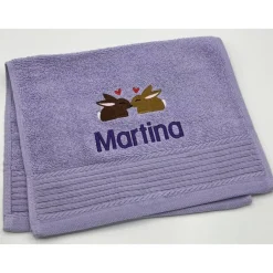 Kinderhandtuch ( 30 x 50 cm ) + Kaninchen (#Nr.78) + Name / Gästehandtuch