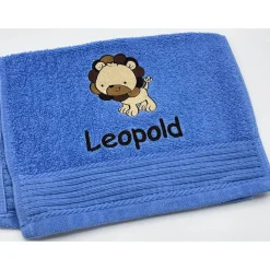 Kinderhandtuch ( 30 x 50 cm ) + Löwe (#Nr.115) + Name / Gästehandtuch