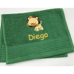 Kinderhandtuch ( 30 x 50 cm ) + Löwe (#Nr.115) + Name / Gästehandtuch