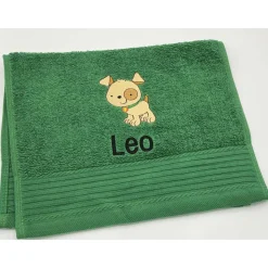 Kinderhandtuch ( 30 x 50 cm ) + Motiv Hund (#Nr.113) + Name / Gästehandtuch