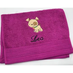 Kinderhandtuch ( 30 x 50 cm ) + Motiv Hund (#Nr.113) + Name / Gästehandtuch