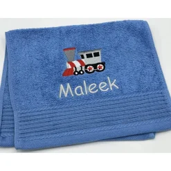 Kinderhandtuch ( 30 x 50 cm ) + Motiv Eisenbahn (#Nr.31) + Name / Gästehandtuch