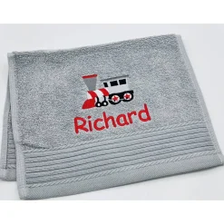 Kinderhandtuch ( 30 x 50 cm ) + Motiv Eisenbahn (#Nr.31) + Name / Gästehandtuch