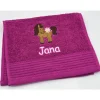 Kinderhandtuch ( 30 x 50 cm ) + Pferd (#Nr.108) + Name / Gästehandtuch