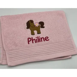 Kinderhandtuch ( 30 x 50 cm ) + Pferd (#Nr.108) + Name / Gästehandtuch