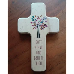 Kinderholzkreuz, Kreuz Holz, Taufe Geschenke -  Gott segne und gehüte dich