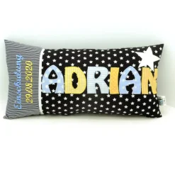 Kinderkissen Einschulung Kissen mit Name Namenskissen für Jungen und Mädchen Geschenk Abitur Kommunion Taufe versch. Farben mögl