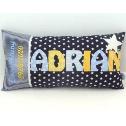 Kinderkissen Einschulung Kissen mit Name Namenskissen für Jungen und Mädchen Geschenk Abitur Kommunion Taufe versch. Farben mögl