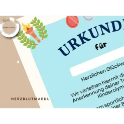 Kinderolympiade Urkunde - Perfektes Mitgebsel oder Auszeichnung für die Kinderparty |Kinderolympiade Spiele