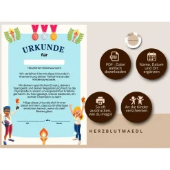 Kinderolympiade Urkunde - Perfektes Mitgebsel oder Auszeichnung für die Kinderparty |Kinderolympiade Spiele