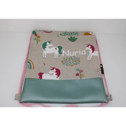 Kinderrucksack / Turnbeutel Einhorn beige / rosé (mit oder ohne Name)