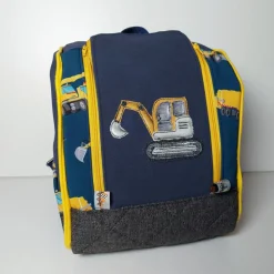 Kinderrucksack für Kindergarten oder Musikbox, im Baustellen Baggerlook, Personalisierung möglich