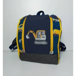 Kinderrucksack für Kindergarten oder Musikbox, im Baustellen Baggerlook, Personalisierung möglich
