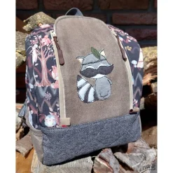 Kinderrucksack für Kindergarten oder Musikbox, mit Boho Waschbär, Personalisierung möglich