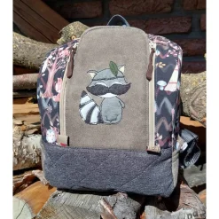 Kinderrucksack für Kindergarten oder Musikbox, mit Boho Waschbär, Personalisierung möglich