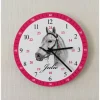 Kinderwanduhr Pferd Lernuhr Wanduhr mit Namen Pink Kinderzimmer Uhr