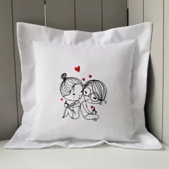 Kissen Freundschaft Paare Liebe Kaffee trinken GESTICKT 30 x 30cm. komplett mit Füllung Hochzeit