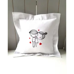 Kissen Geschenk Paare Liebe "wer bin ich?" GESTICKT 30 x 30cm. komplett mit Füllung .