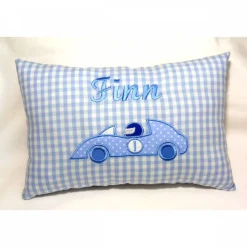 Kissen mit Auto Namenskissen für Jungen cooles Kissen mit Rennwagen Rennauto Geschenk zum Geburtstag