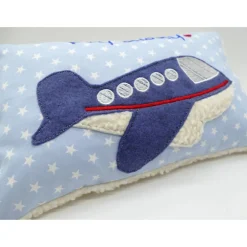 Kissen mit Namen Flugzeug Flugzeuge Namenskissen Taufkissen Kuschelkissen Kindergartenkissen Geburtsgeschenk