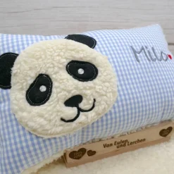 Kissen mit Namen Namenskissen Taufkissen Kuschelkissen Kindergartenkissen Geburtsgeschenk  Panda Pandabär