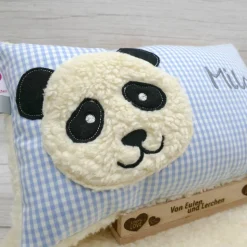 Kissen mit Namen Namenskissen Taufkissen Kuschelkissen Kindergartenkissen Geburtsgeschenk  Panda Pandabär