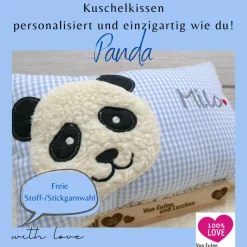 Kissen mit Namen Namenskissen Taufkissen Kuschelkissen Kindergartenkissen Geburtsgeschenk  Panda Pandabär