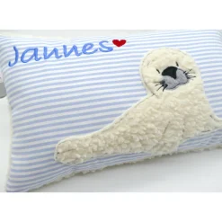 Kissen mit Namen Robbe Robbi Namenskissen Taufkissen Kuschelkissen Kindergartenkissen Geburtsgeschenk