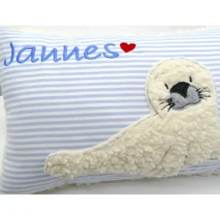 Kissen mit Namen Robbe Robbi Namenskissen Taufkissen Kuschelkissen Kindergartenkissen Geburtsgeschenk