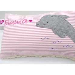 Kissen mit Namen Tümmler Delfin Delphin Wal Namenskissen Taufkissen Kuschelkissen Kindergartenkissen Geburtsgeschenk