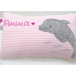 Kissen mit Namen Tümmler Delfin Delphin Wal Namenskissen Taufkissen Kuschelkissen Kindergartenkissen Geburtsgeschenk