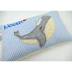 Kissen mit Namen, Wal Fisch Namenskissen Taufkissen Kuschelkissen Kindergartenkissen Geburtsgeschenk