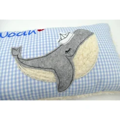 Kissen mit Namen, Wal Fisch Namenskissen Taufkissen Kuschelkissen Kindergartenkissen Geburtsgeschenk