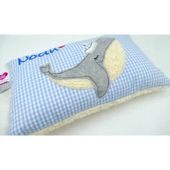 Kissen mit Namen, Wal Fisch Namenskissen Taufkissen Kuschelkissen Kindergartenkissen Geburtsgeschenk