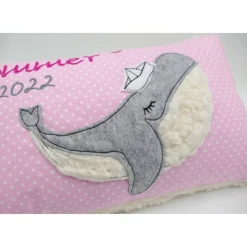 Kissen mit Namen, Wal Fisch Namenskissen Taufkissen Kuschelkissen Kindergartenkissen Geburtsgeschenk