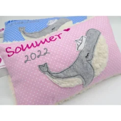 Kissen mit Namen, Wal Fisch Namenskissen Taufkissen Kuschelkissen Kindergartenkissen Geburtsgeschenk