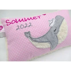 Kissen mit Namen, Wal Fisch Namenskissen Taufkissen Kuschelkissen Kindergartenkissen Geburtsgeschenk