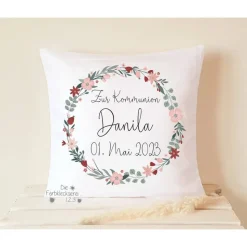 Kissen mit Namen 40x40cm Geschenk zur Kommunion Kommunionsgeschenk Mädchen Junge
