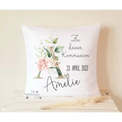 Kissen mit Namen 40x40cm Geschenk zur Kommunion Kommunionsgeschenk Mädchen Junge