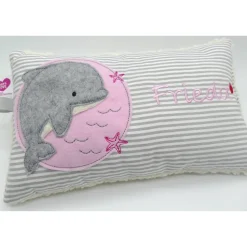 Kissen mit Namen,Delfin Delphin Wal Fisch Namenskissen Taufkissen Kuschelkissen Kindergartenkissen Geburtsgeschenk
